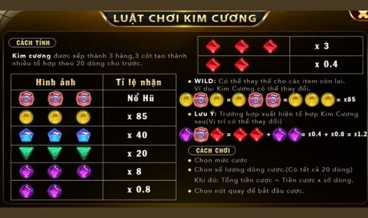 Luật chơi Kim Cương Tại YSB66 cần nắm